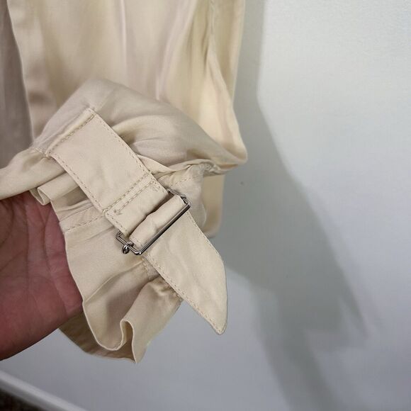 Zara Satin Effect Cargo Crop Pants Small Buckle Hem Cream Boho Trendy Casual - Picture 3 of 10